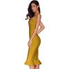 meilun Womens Halter Fishtail Bandage Party Dress Elegant Wedding Guest Dress(Ginger Yellow)