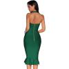 meilun Womens Halter Fishtail Bandage Party Dress Elegant Wedding Guest Dress(Green)
