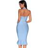 meilun Womens Halter Fishtail Bandage Party Dress Elegant Wedding Guest Dress(Ice Blue)