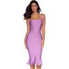 meilun Womens Halter Fishtail Bandage Party Dress Elegant Wedding Guest Dress(Light Purple)