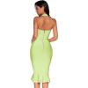 meilun Womens Halter Fishtail Bandage Party Dress Elegant Wedding Guest Dress(Lightgreen)