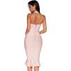 meilun Womens Halter Fishtail Bandage Party Dress Elegant Wedding Guest Dress(Lightpink)