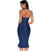 meilun Womens Halter Fishtail Bandage Party Dress Elegant Wedding Guest Dress(Navy)