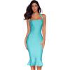 meilun Womens Halter Fishtail Bandage Party Dress Elegant Wedding Guest Dress(Norse Blue)