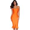 meilun Womens Halter Fishtail Bandage Party Dress Elegant Wedding Guest Dress(Orange)