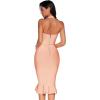 meilun Womens Halter Fishtail Bandage Party Dress Elegant Wedding Guest Dress(Orangepink)