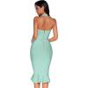 meilun Womens Halter Fishtail Bandage Party Dress Elegant Wedding Guest Dress(Pale Green)