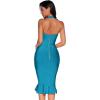 meilun Womens Halter Fishtail Bandage Party Dress Elegant Wedding Guest Dress(Peacock Blue)