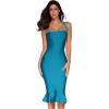 meilun Womens Halter Fishtail Bandage Party Dress Elegant Wedding Guest Dress(Peacock Blue)