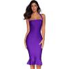 meilun Womens Halter Fishtail Bandage Party Dress Elegant Wedding Guest Dress(Purple)