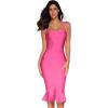 meilun Womens Halter Fishtail Bandage Party Dress Elegant Wedding Guest Dress(Rose)