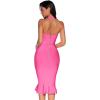 meilun Womens Halter Fishtail Bandage Party Dress Elegant Wedding Guest Dress(Rose)