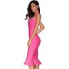 meilun Womens Halter Fishtail Bandage Party Dress Elegant Wedding Guest Dress(Rose)