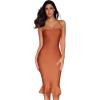 meilun Womens Halter Fishtail Bandage Party Dress Elegant Wedding Guest Dress(Sunset Orange)