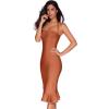 meilun Womens Halter Fishtail Bandage Party Dress Elegant Wedding Guest Dress(Sunset Orange)