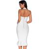 meilun Womens Halter Fishtail Bandage Party Dress Elegant Wedding Guest Dress(White)