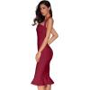 meilun Womens Halter Fishtail Bandage Party Dress Elegant Wedding Guest Dress(Wine2)