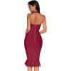 meilun Womens Halter Fishtail Bandage Party Dress Elegant Wedding Guest Dress(Wine2)