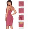 meilun Womens Rayon Belt Detail Bandage Bodycon Party Dress(Antique Pink)