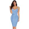 meilun Womens Rayon Belt Detail Bandage Bodycon Party Dress(Baby Blue)