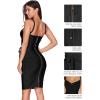 meilun Womens Rayon Belt Detail Bandage Bodycon Party Dress(Black)