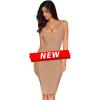 meilun Womens Rayon Belt Detail Bandage Bodycon Party Dress(Deepbeige)