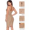 meilun Womens Rayon Belt Detail Bandage Bodycon Party Dress(Deepbeige)
