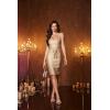 meilun Womens Rayon Belt Detail Bandage Bodycon Party Dress(Gold)