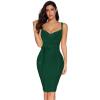meilun Womens Rayon Belt Detail Bandage Bodycon Party Dress(Green)