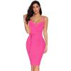 meilun Womens Rayon Belt Detail Bandage Bodycon Party Dress(Hotpink)