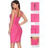 meilun Womens Rayon Belt Detail Bandage Bodycon Party Dress(Hotpink)