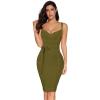 meilun Womens Rayon Belt Detail Bandage Bodycon Party Dress(Ivygreen)