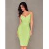 meilun Womens Rayon Belt Detail Bandage Bodycon Party Dress(Lightgreen)