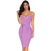 meilun Womens Rayon Belt Detail Bandage Bodycon Party Dress(Lightpurple)
