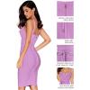 meilun Womens Rayon Belt Detail Bandage Bodycon Party Dress(Lightpurple)