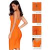 meilun Womens Rayon Belt Detail Bandage Bodycon Party Dress(Orange)