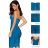 meilun Womens Rayon Belt Detail Bandage Bodycon Party Dress(Peacock Blue)