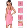 meilun Womens Rayon Belt Detail Bandage Bodycon Party Dress(Pink)