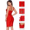 meilun Womens Rayon Belt Detail Bandage Bodycon Party Dress(Red)