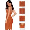meilun Womens Rayon Belt Detail Bandage Bodycon Party Dress(Sunsetorange)