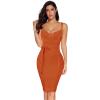 meilun Womens Rayon Belt Detail Bandage Bodycon Party Dress(Sunsetorange)