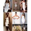 meilun Womens Rayon Belt Detail Bandage Bodycon Party Dress(White)