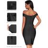 meilun Women’s Rayon Off Shoulder Bandage Bodycon Party Dress(Black-2)