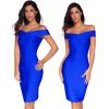meilun Women’s Rayon Off Shoulder Bandage Bodycon Party Dress(Blue-2)