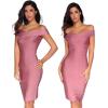 meilun Women’s Rayon Off Shoulder Bandage Bodycon Party Dress(Dark Pink)