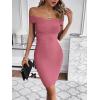 meilun Women’s Rayon Off Shoulder Bandage Bodycon Party Dress(Dark Pink)