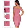 meilun Women’s Rayon Off Shoulder Bandage Bodycon Party Dress(Dark Pink)