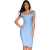 meilun Women’s Rayon Off Shoulder Bandage Bodycon Party Dress(Ice Blue)