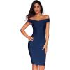 meilun Women’s Rayon Off Shoulder Bandage Bodycon Party Dress(Navy)