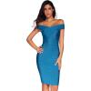 meilun Women’s Rayon Off Shoulder Bandage Bodycon Party Dress(Peacockblue)